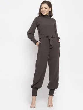 Jashvi Women Grey Solid Basic Jumpsuit