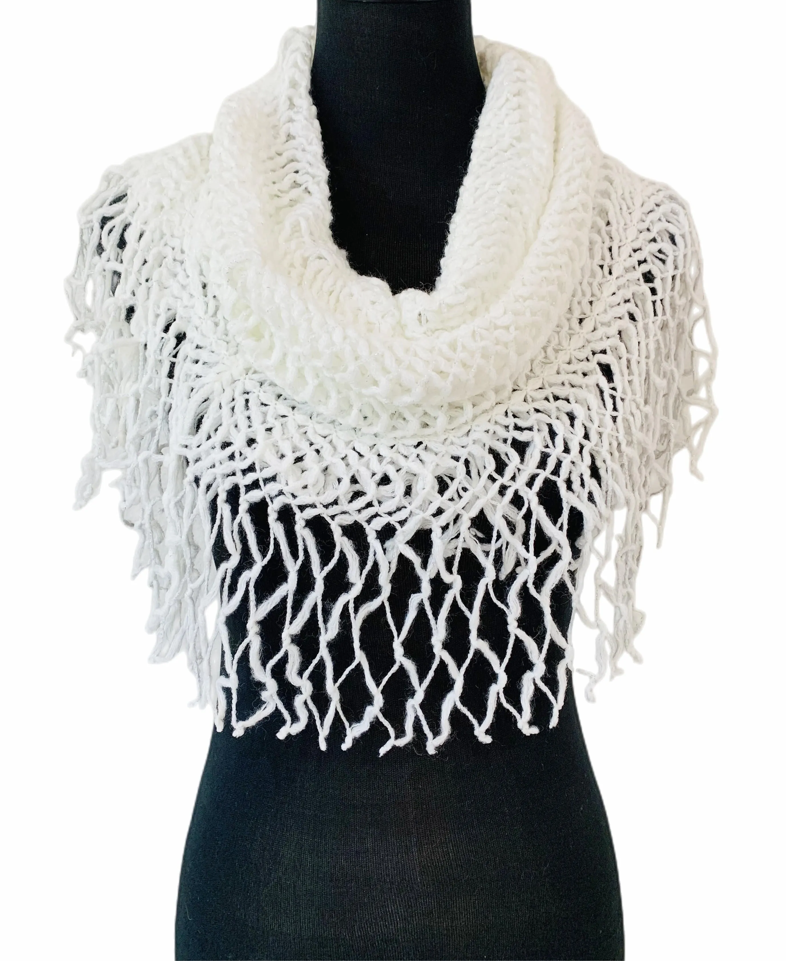 JC011813 Knitted Metallic Fringe Infinity Scarf