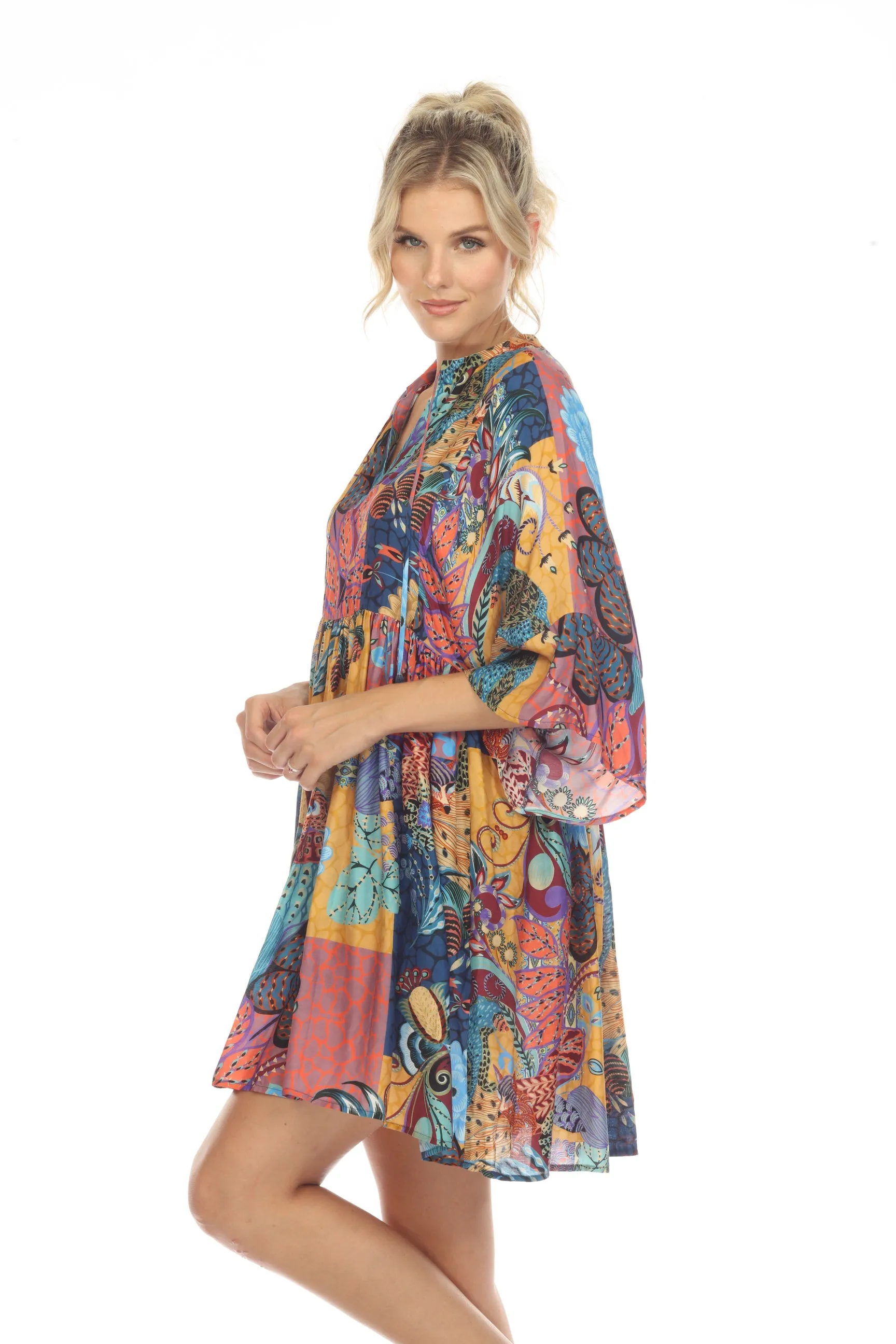 Johnny Was Sea Owl Swim Cover-Up Short Kaftan Dress Boho Chic CSW6123-A