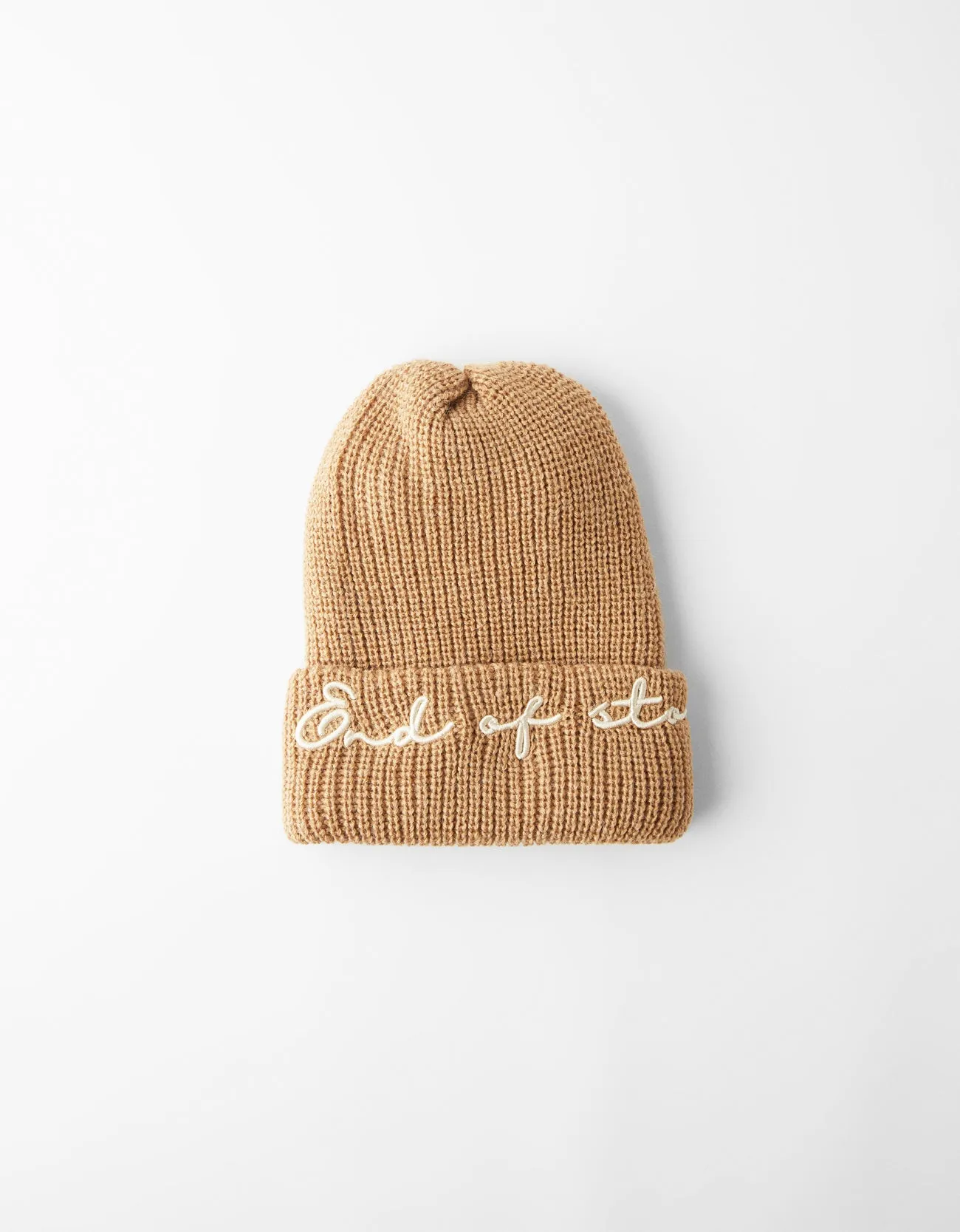 Knit beanie with slogan