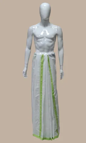 Lime Green & White Dhoti