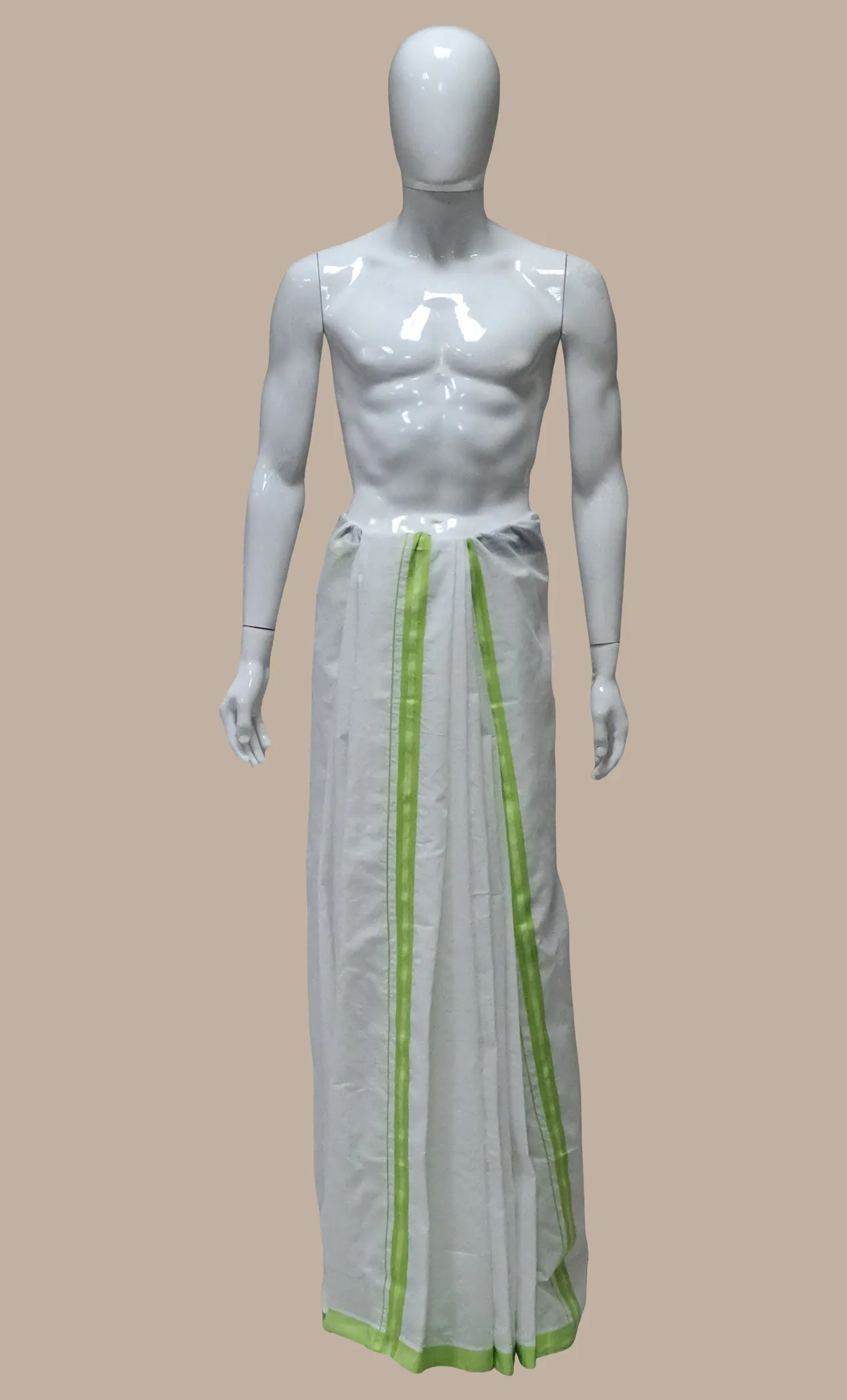 Lime Green & White Dhoti