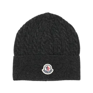 Logo-Appliqué Cable-Knit Beanie