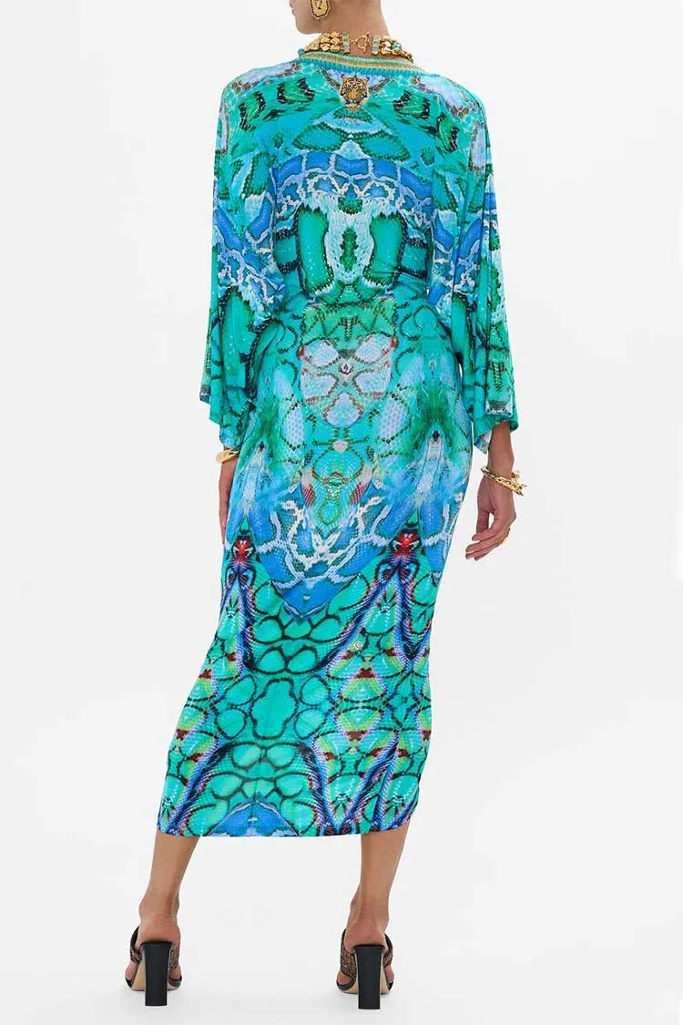 Long Split Front Twist Dress in Land of Wonder