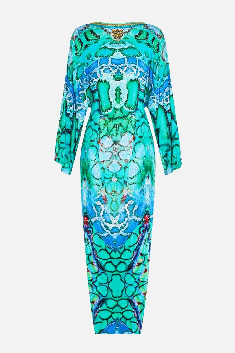 Long Split Front Twist Dress in Land of Wonder