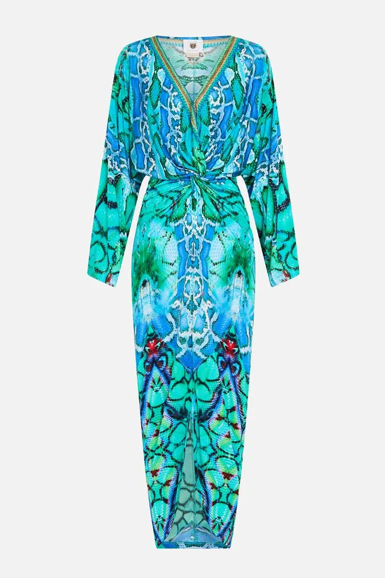 Long Split Front Twist Dress in Land of Wonder