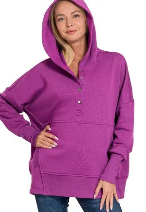 Luisa Half Button Fleece Hoodie