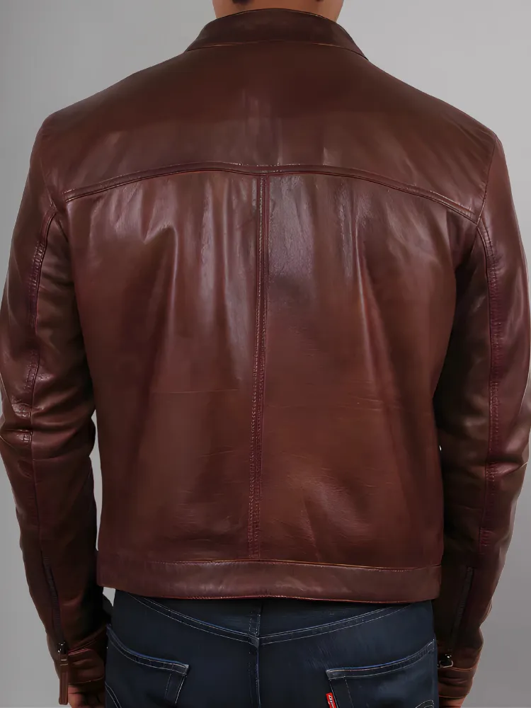 Mens Pink Biker Motorcycle Cafe Racer Jacket made with Genuine Sheepskin Leather