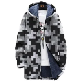 MEN'S PRINTED HOODED FLEECE JACKET 92026788YM