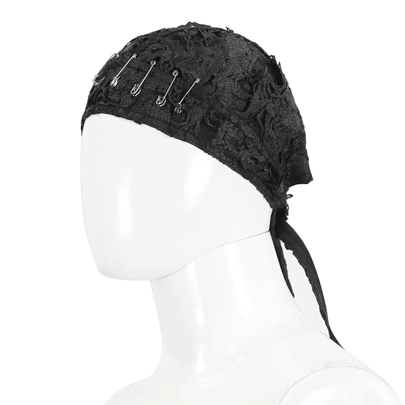 Men's Punk Distressed Pin Lace-up Beanie