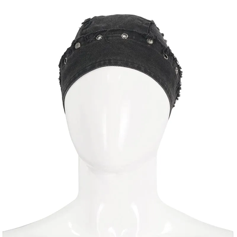 Men's Punk Eyelet Unedged Lace-up Beanie