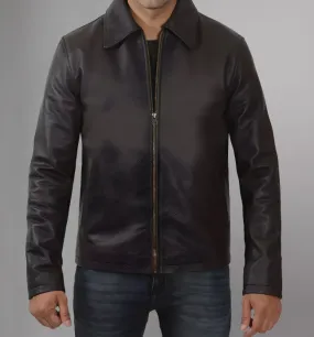 Men's Smooth Leather Collar Jacket