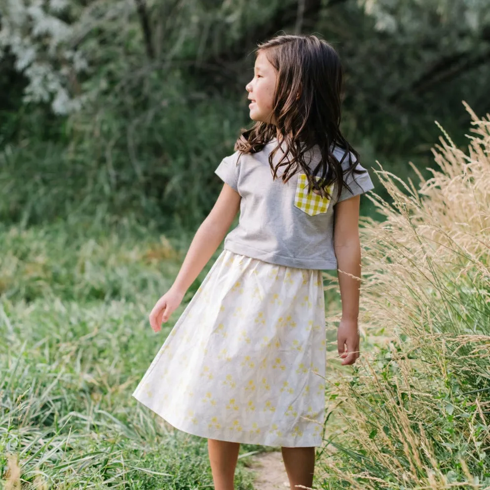 Midi Skirt in Citron Blooms