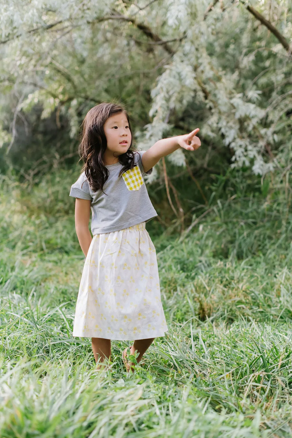 Midi Skirt in Citron Blooms