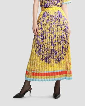 Multicolor Geometric Baroque Print Pleated Skirt