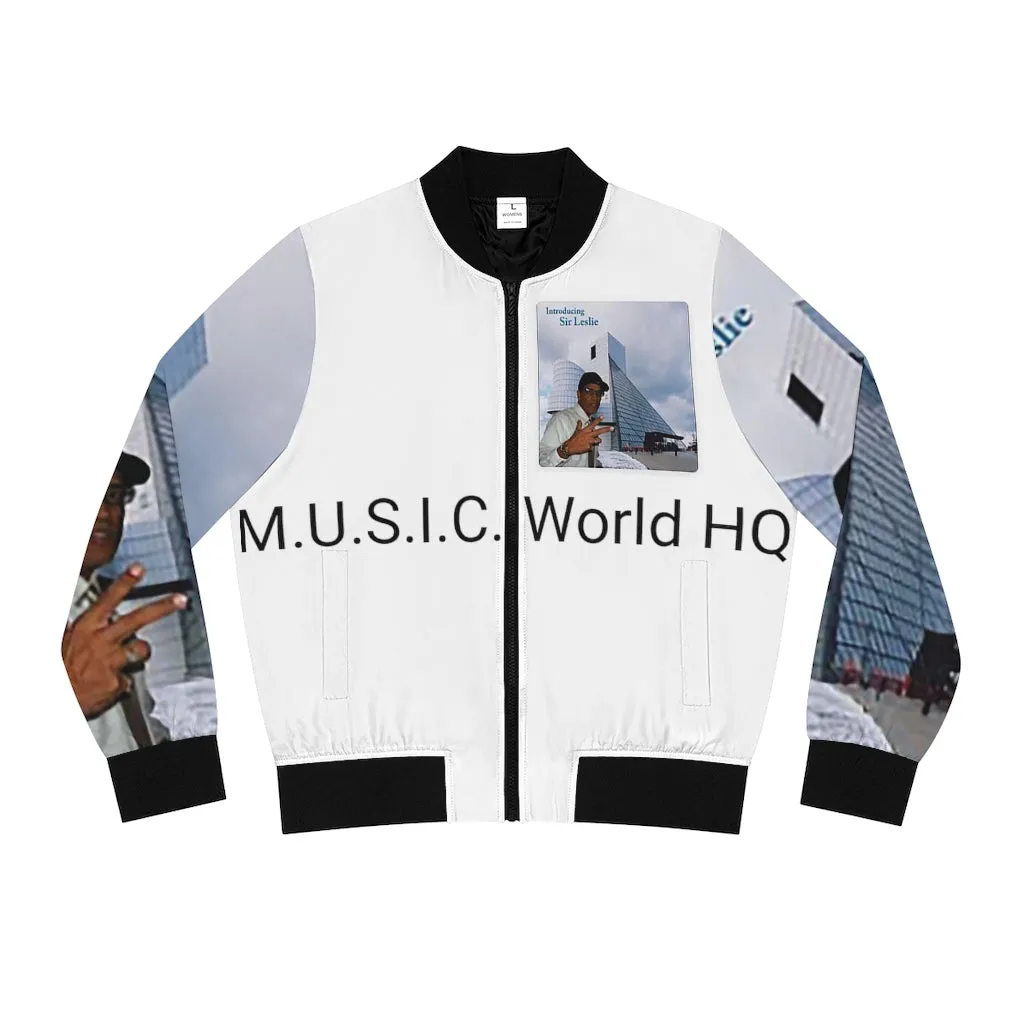 M.U.S.I.C. World HQ  Album Cover Series Women's Bomber Jacket (AOP)