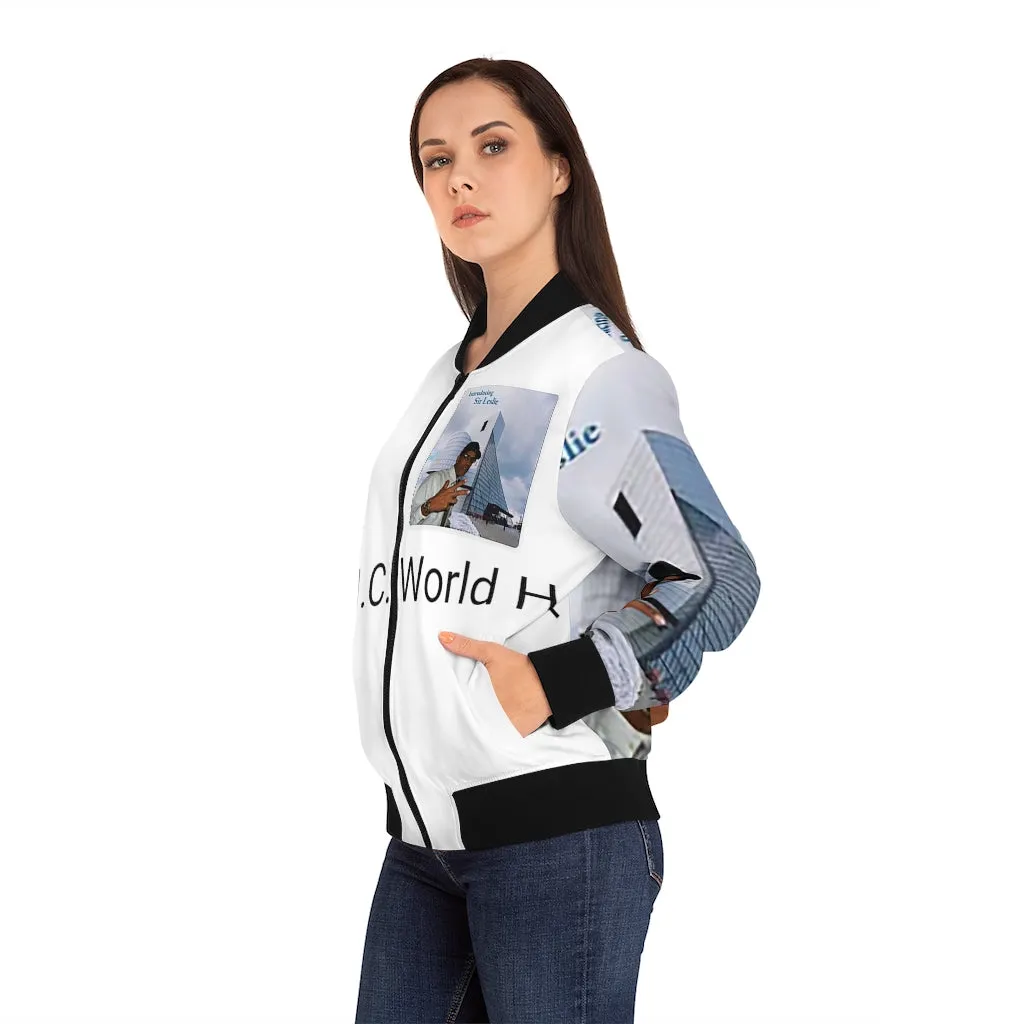 M.U.S.I.C. World HQ  Album Cover Series Women's Bomber Jacket (AOP)