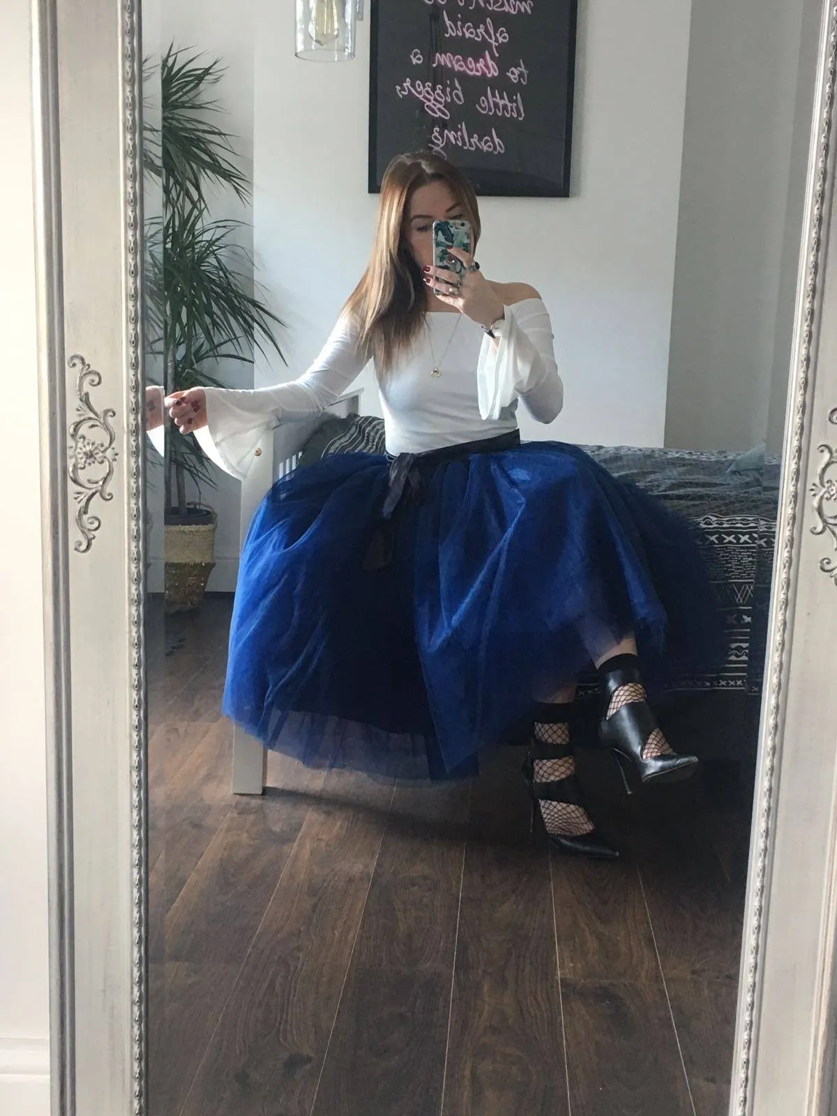 Navy Midi Tulle Skirt