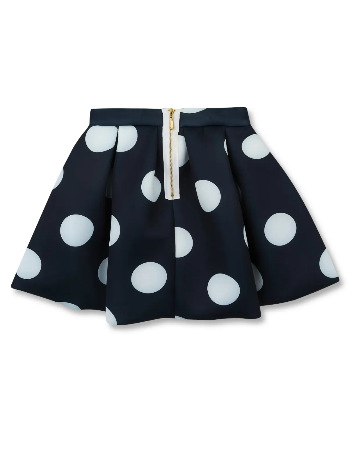 Navy Neoprene Polka Dot Pleated Tennis Skirt by Kids Couture