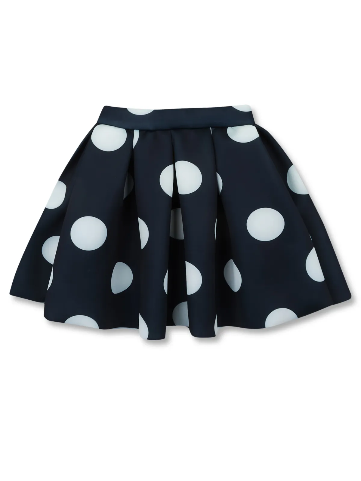 Navy Neoprene Polka Dot Pleated Tennis Skirt by Kids Couture