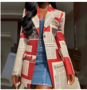 Newspaper Print Blazer