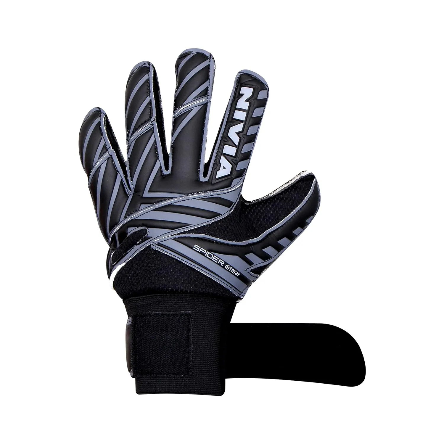 Nivia Ditmar Spider Goalkeeper Gloves for Men & Women, for Football, for Soccer, goalkeeping Glove, Goalkeeper Gloves with Grip, Football Hand Gloves, Goalkeeper Gloves, Football Hand Glove (Black) L