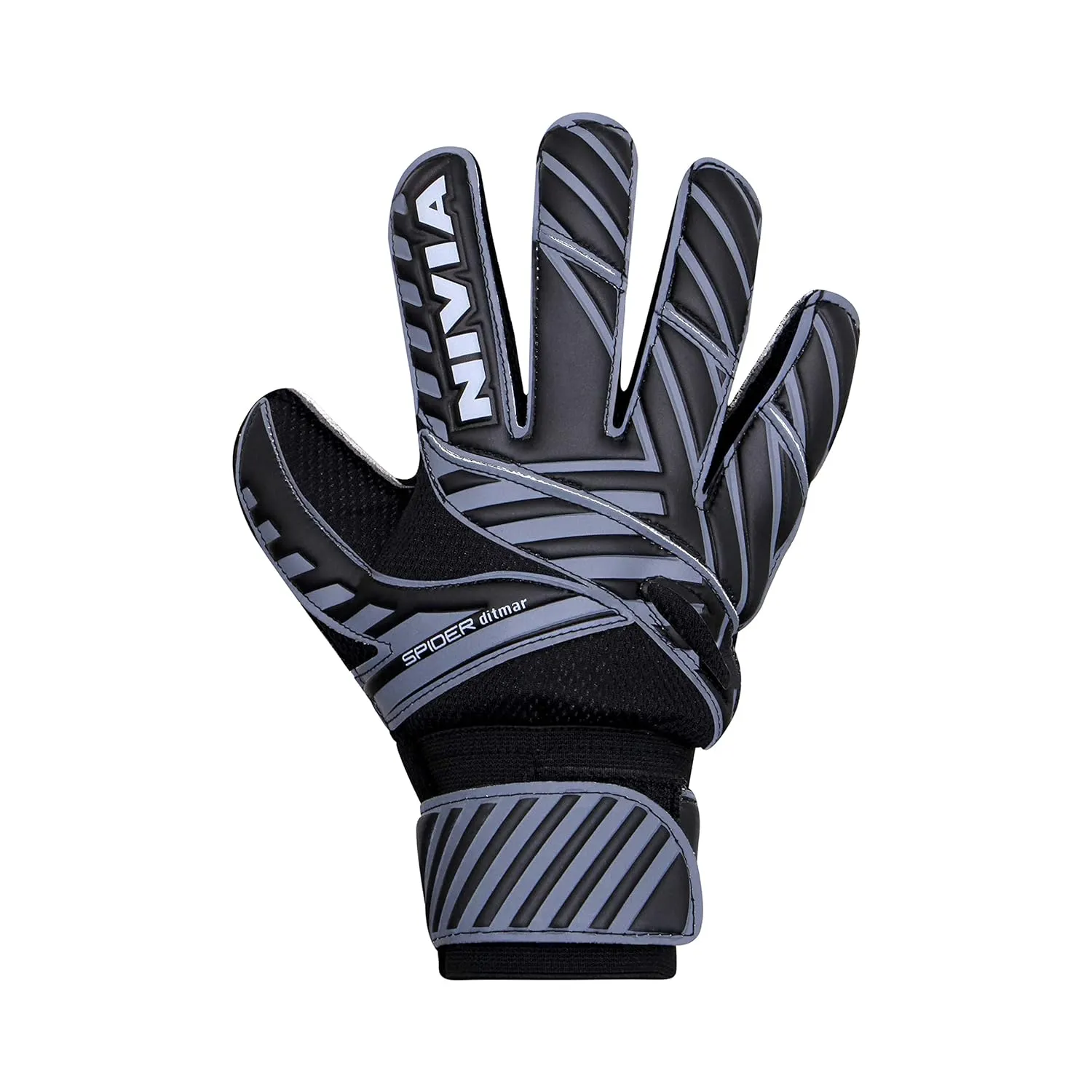 Nivia Ditmar Spider Goalkeeper Gloves for Men & Women, for Football, for Soccer, goalkeeping Glove, Goalkeeper Gloves with Grip, Football Hand Gloves, Goalkeeper Gloves, Football Hand Glove (Black) L