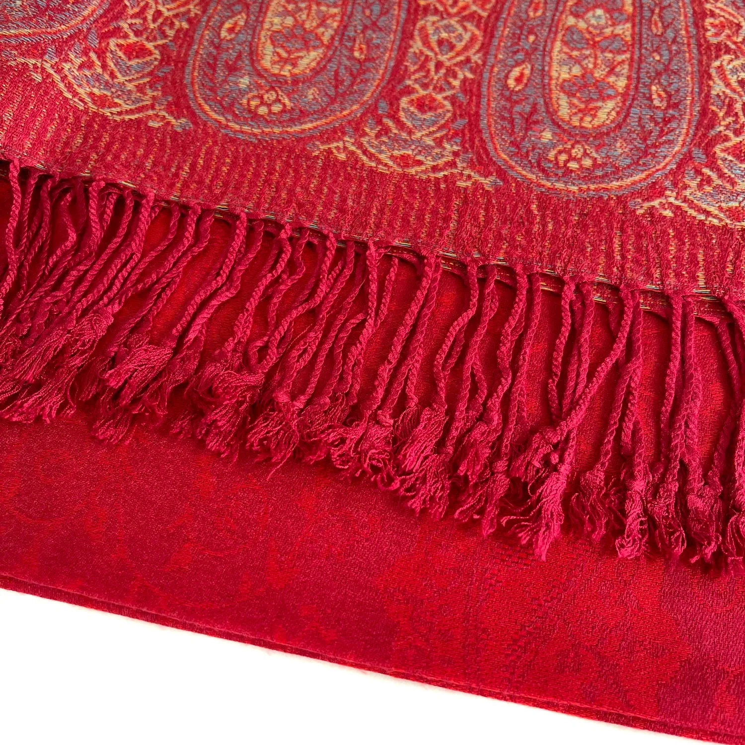 PAISLEY PRINT RED LIGHTWEIGHT PASHMINA SHAWL SCARF