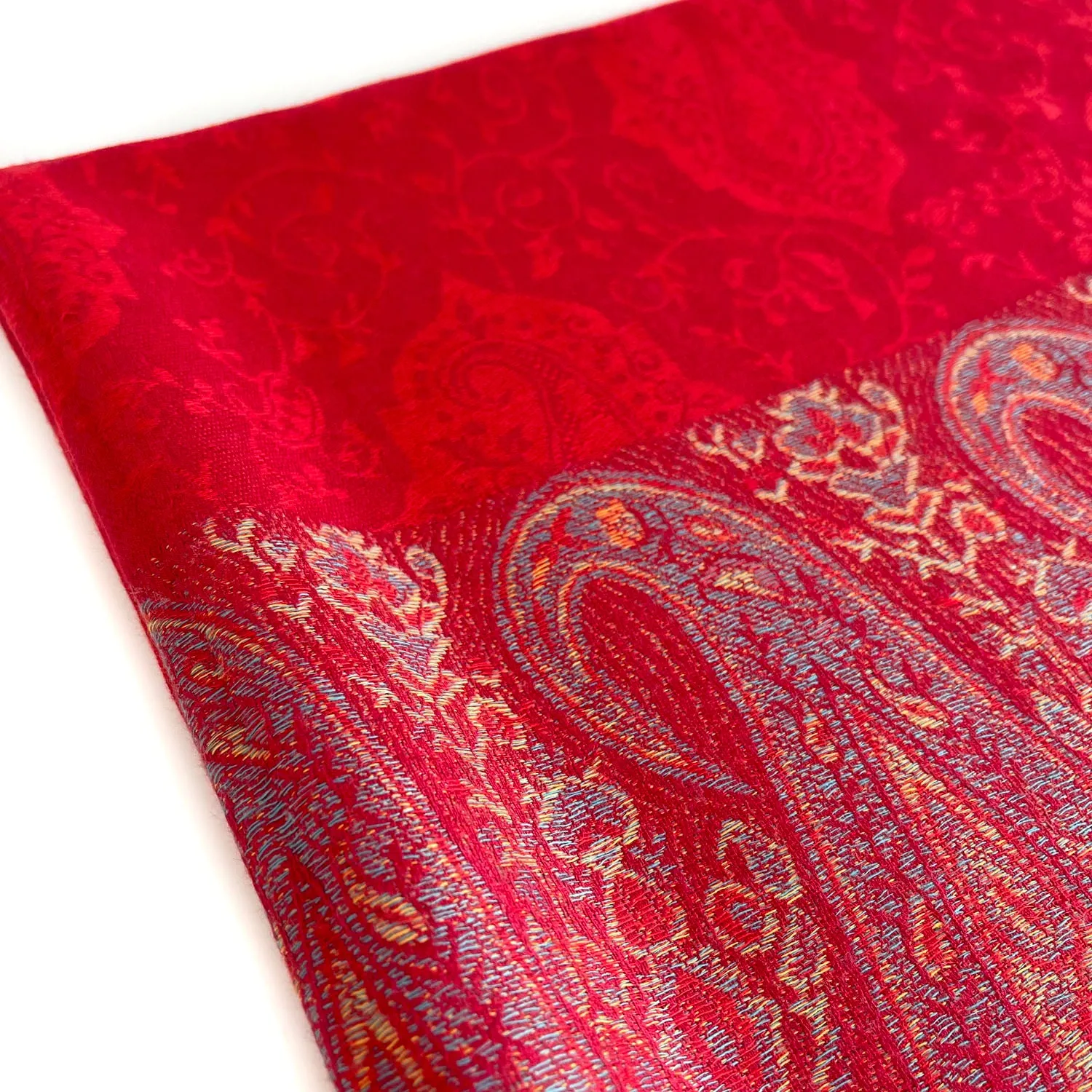 PAISLEY PRINT RED LIGHTWEIGHT PASHMINA SHAWL SCARF