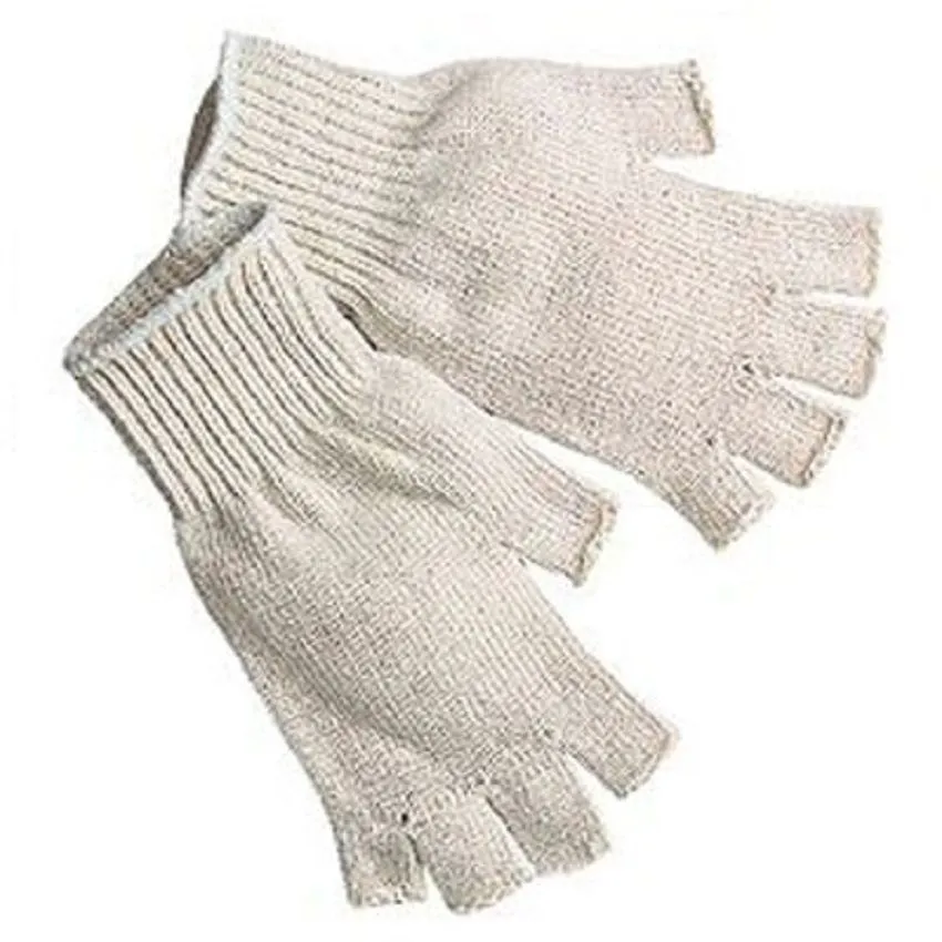 PIP 35-C119 Medium Weight Seamless Knit Cotton/Polyester Half-Finger Glove, Natural, 1 Dozen