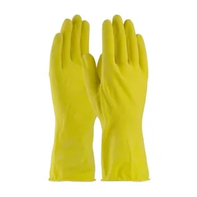 PIP Assurance 48-L160Y 16 Mil Unsupported Latex, Flock Lined with Raised Diamond Grip Gloves, Yellow, Box of 12 Pairs