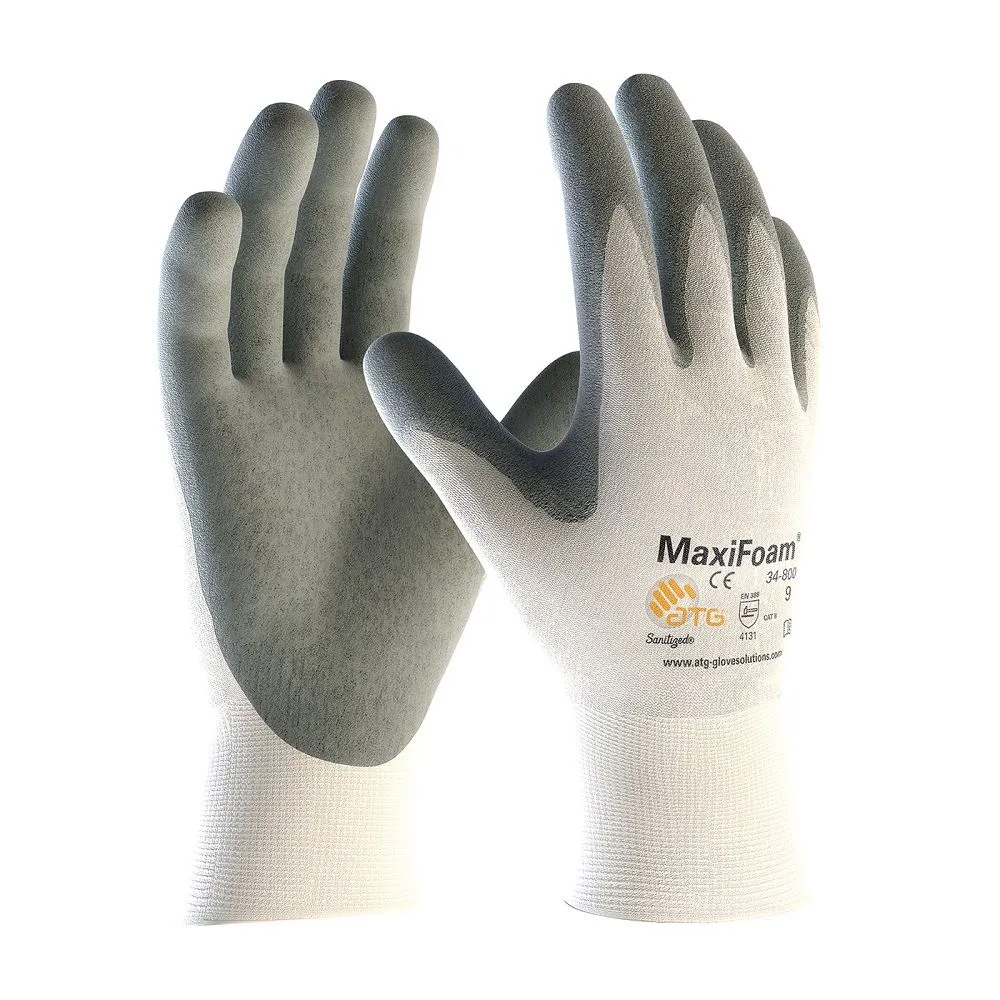 PIP ATG 34-800V MaxiFoam Premium Glove with Nitrile Coated Foam Grip, Vend Ready, White, 1 Pair