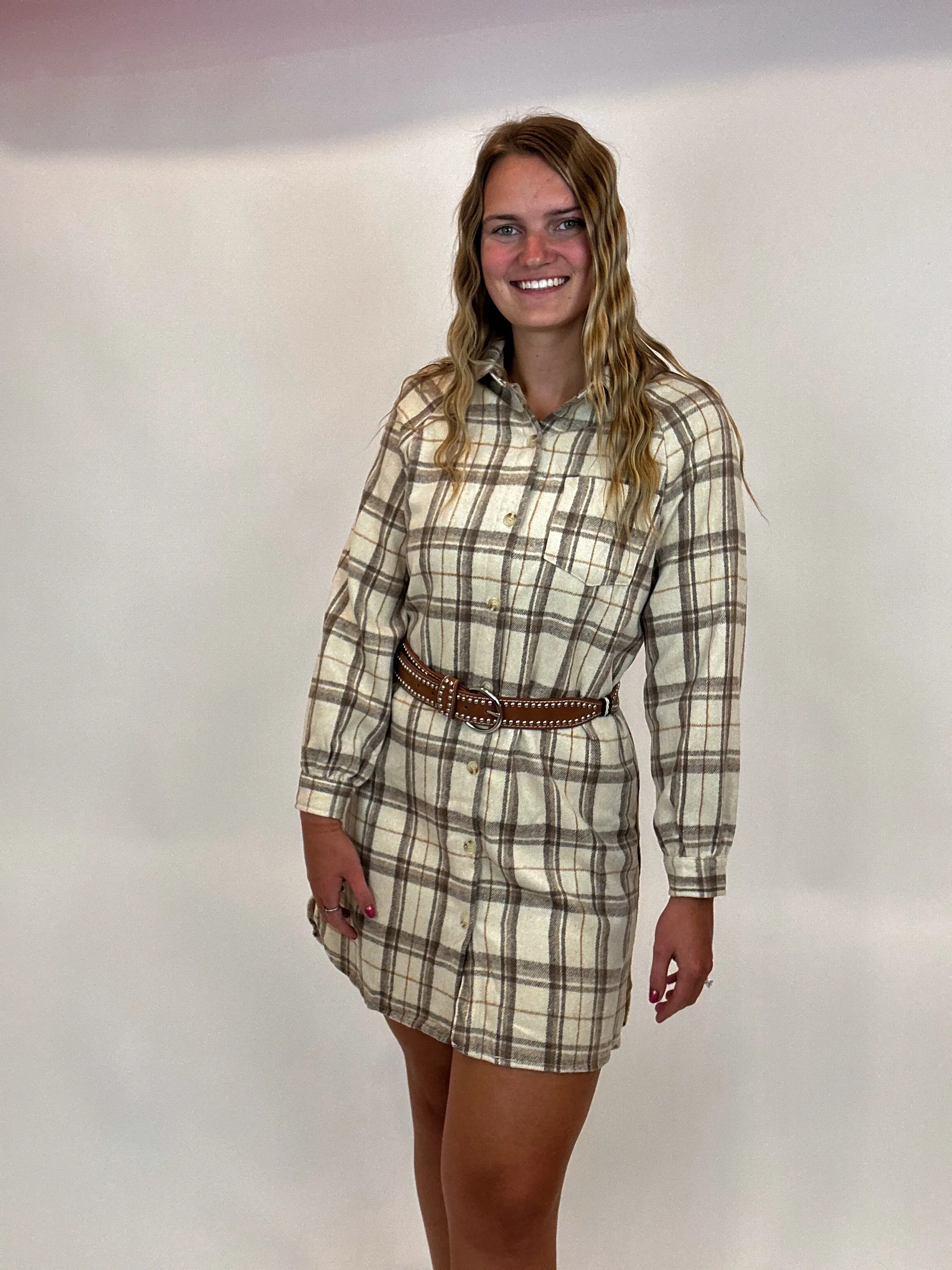 Plaid Button Up Dress