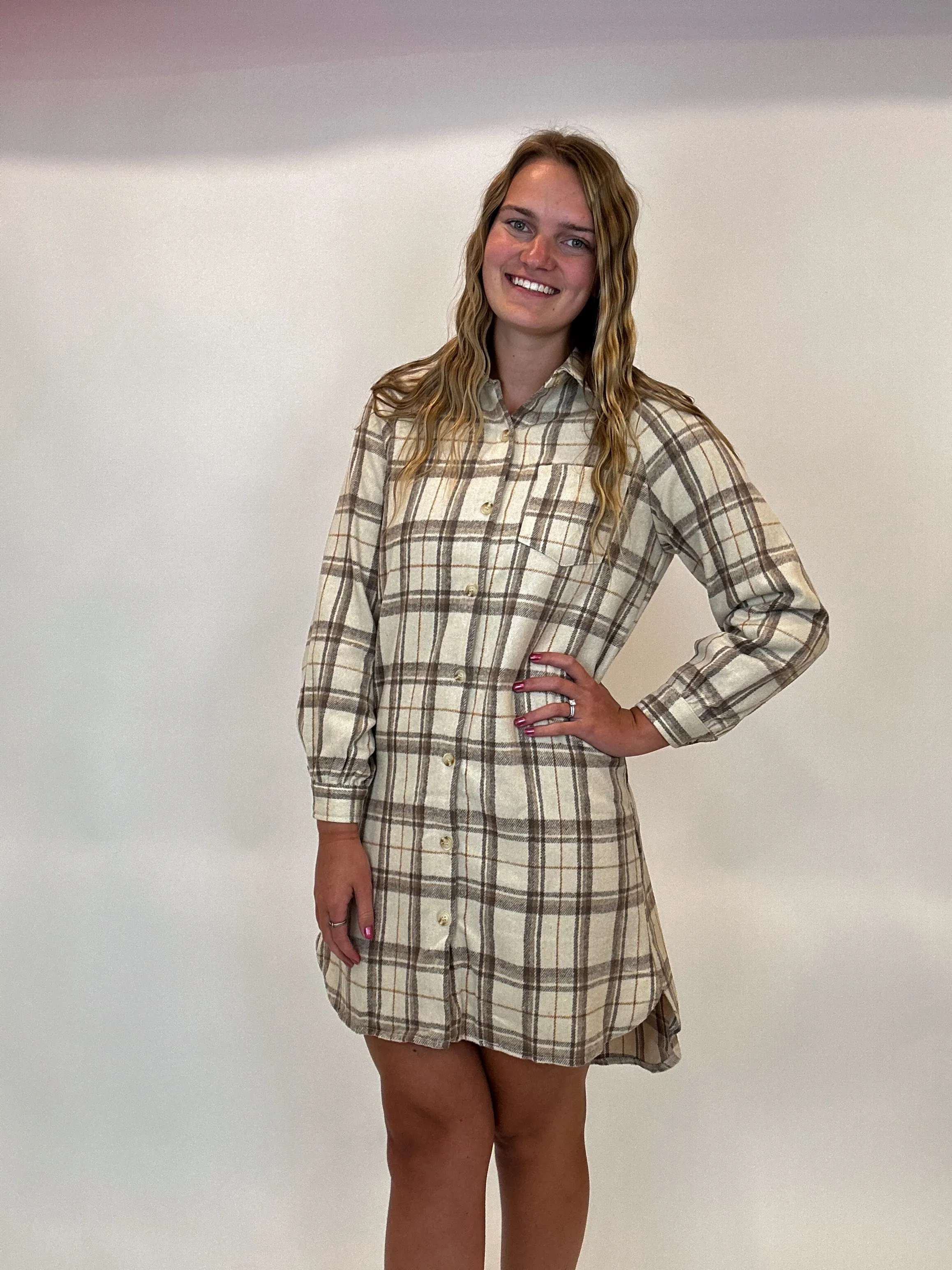 Plaid Button Up Dress