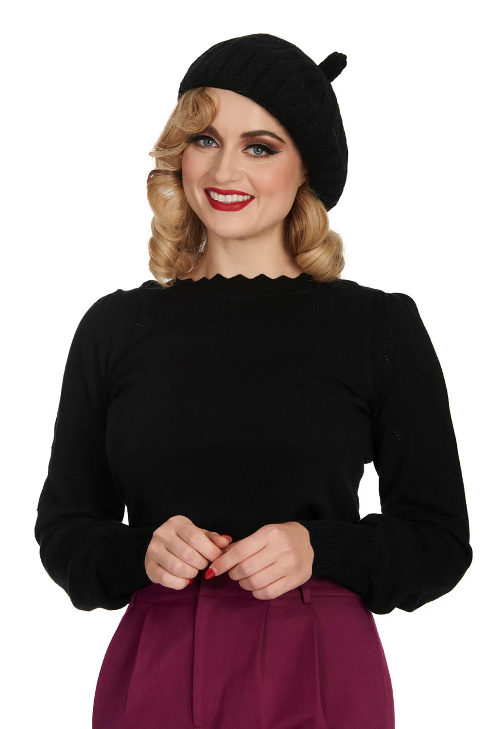 Pointelle Balloon Sleeve Sweater by Banned Apparel