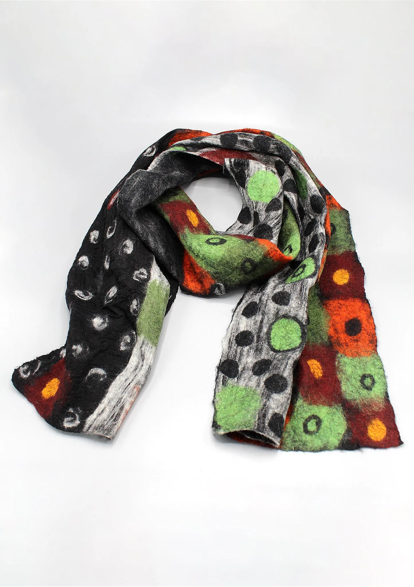 Polka Dot Design Felted Wool Women's Scarf