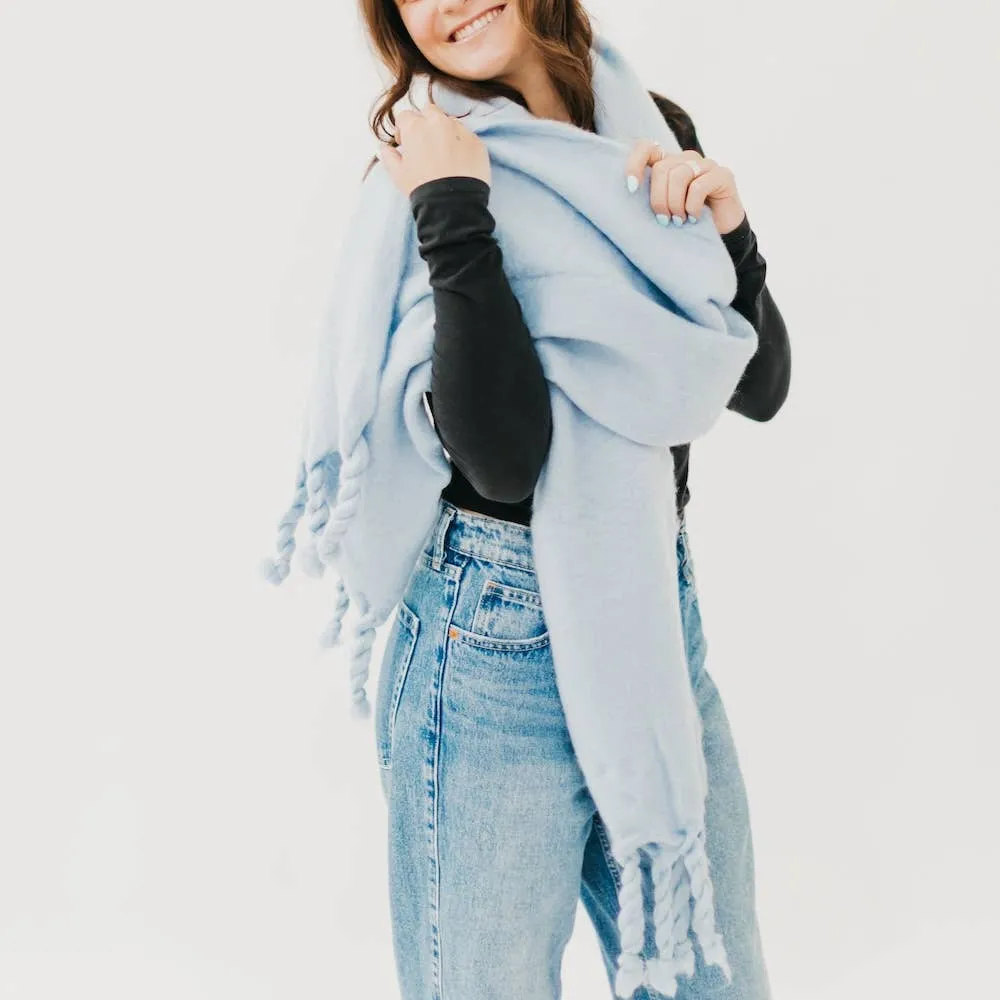 Pretty Simple | Seattle Days Fringe Scarf: Dusty Blue