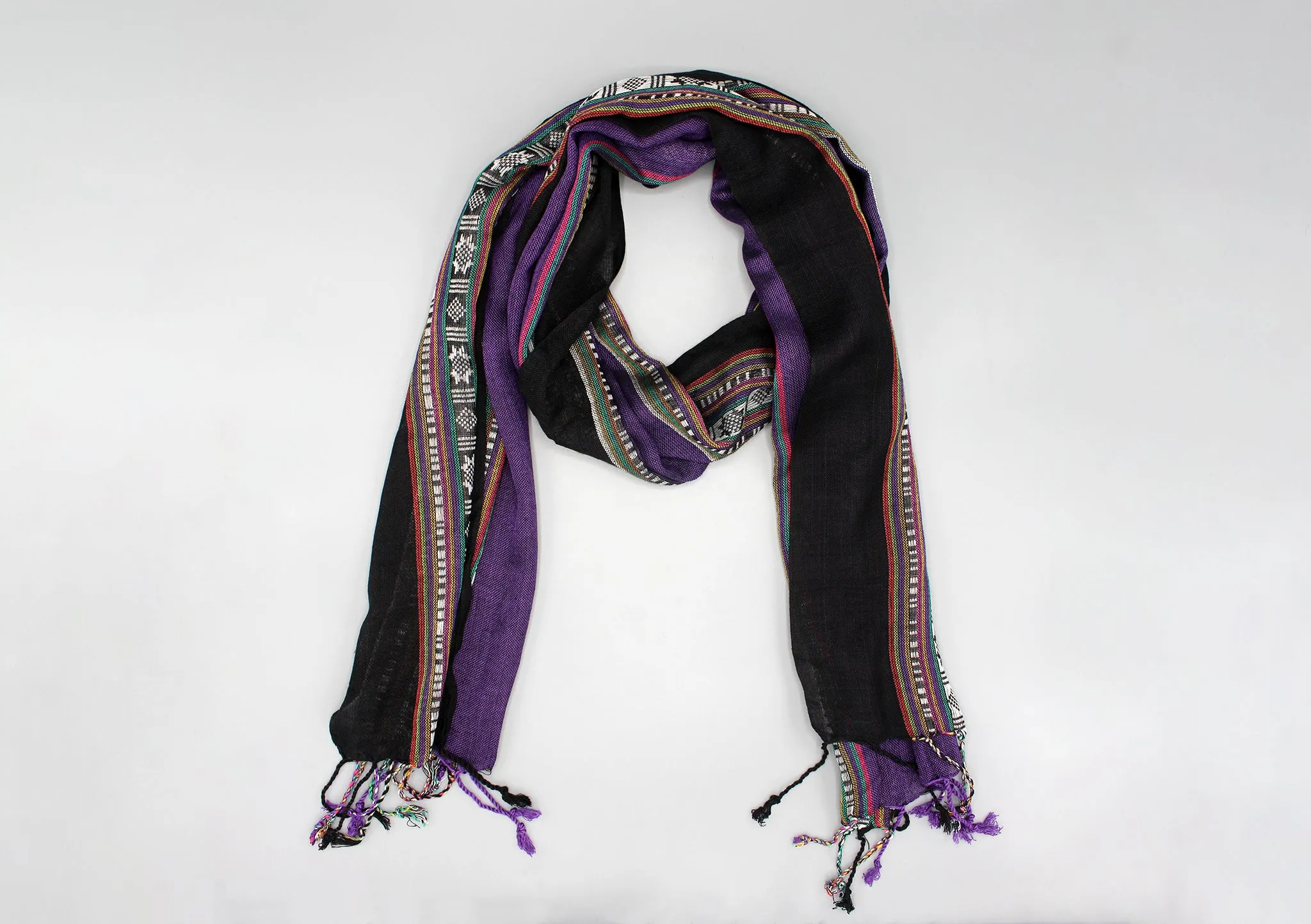 Purple Cotton Striped Summer Scarf