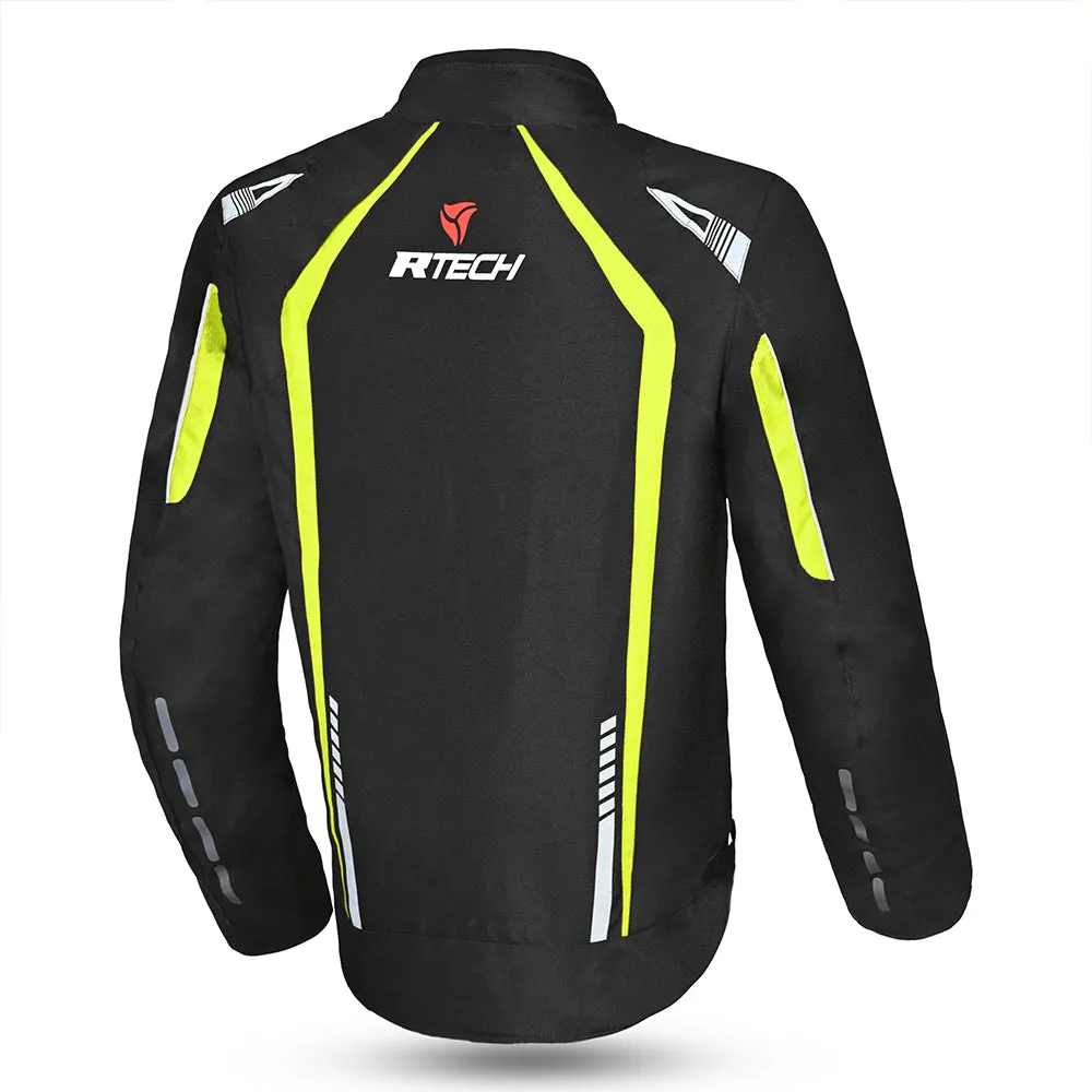 R-TECH Marshal Textile Motorbike Touring Jacket Black Yellow Flou