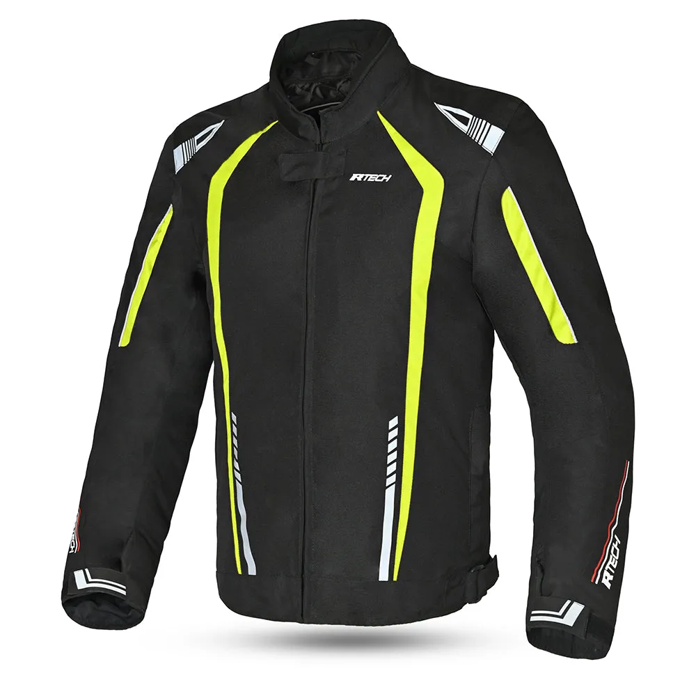 R-TECH Marshal Textile Motorbike Touring Jacket Black Yellow Flou