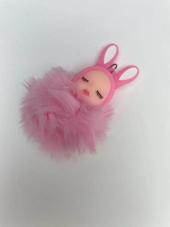 Rabbit Fur Ball Fluffy Car Keyrings - Pom Pom Teddy Key Chain for Girls