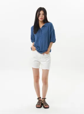 Ripped Hem Cotton Shorts OU326