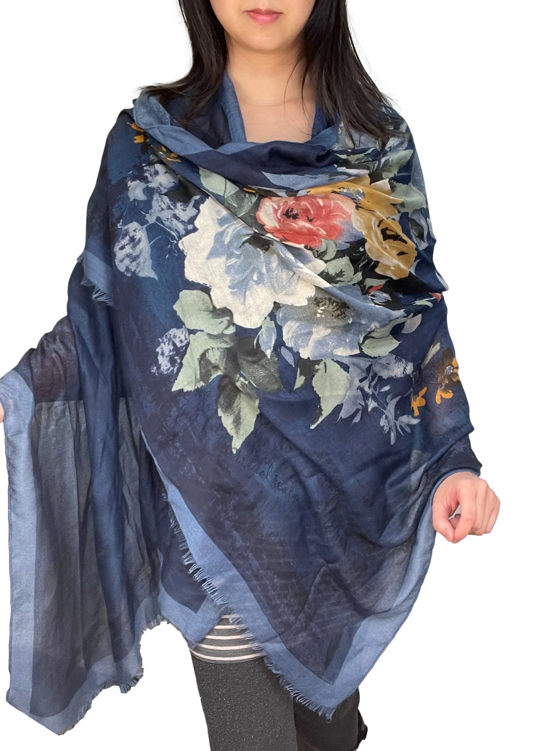 Scarf For Women Lightweight Floral Flower Scarf Shawl Soft Elegant Vintage