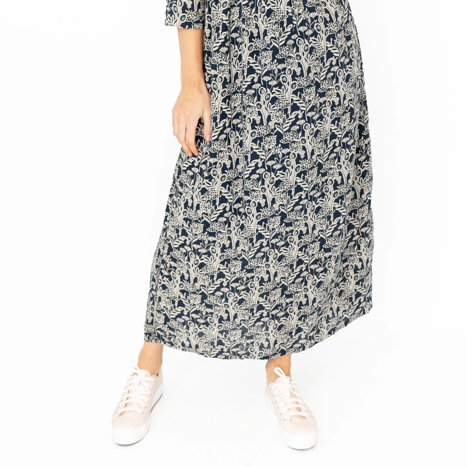 Seasalt Navy Floral Feather Slate Midi Dress