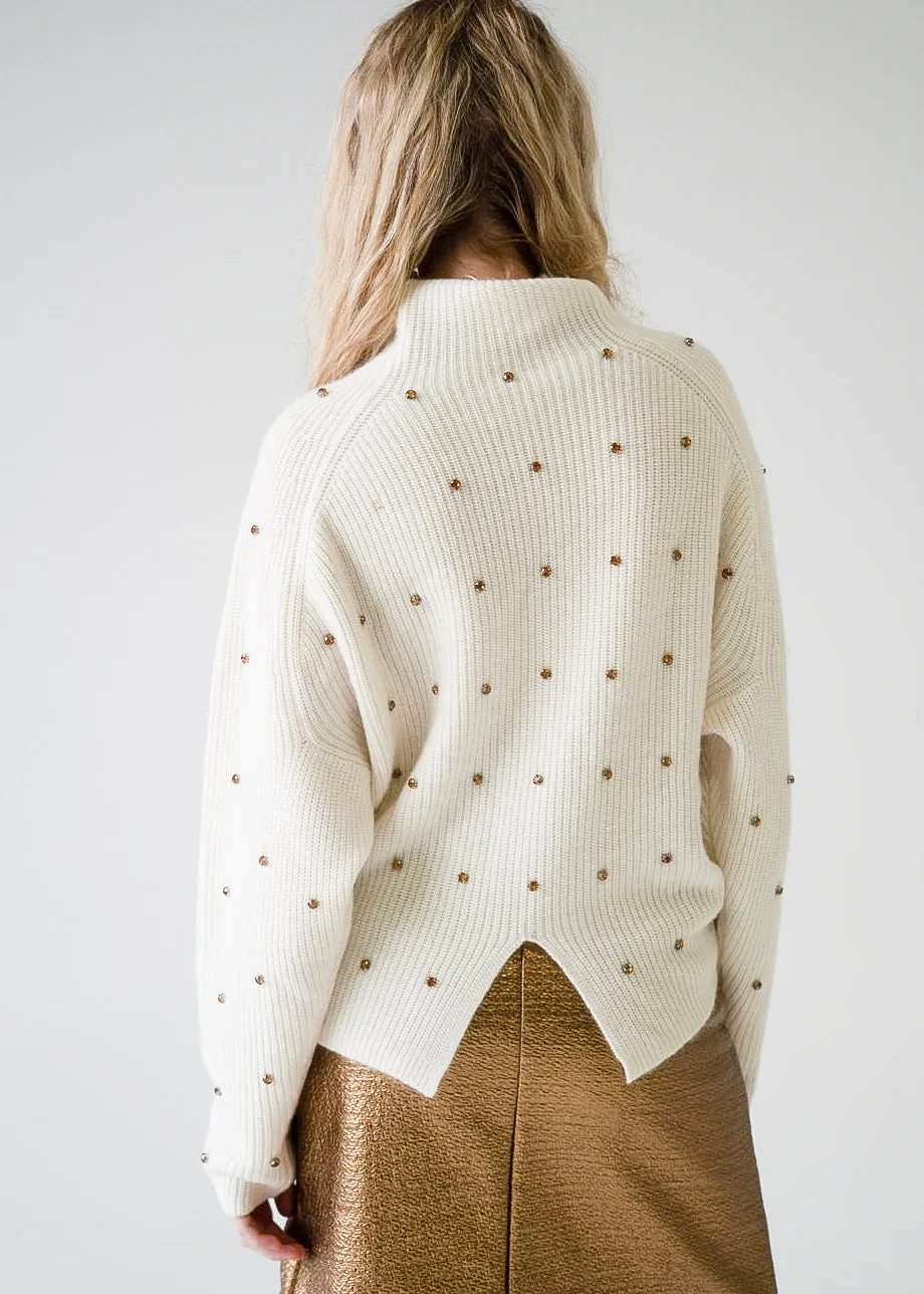 Seeing Stars Sweater - Ivory with Champagne Studs