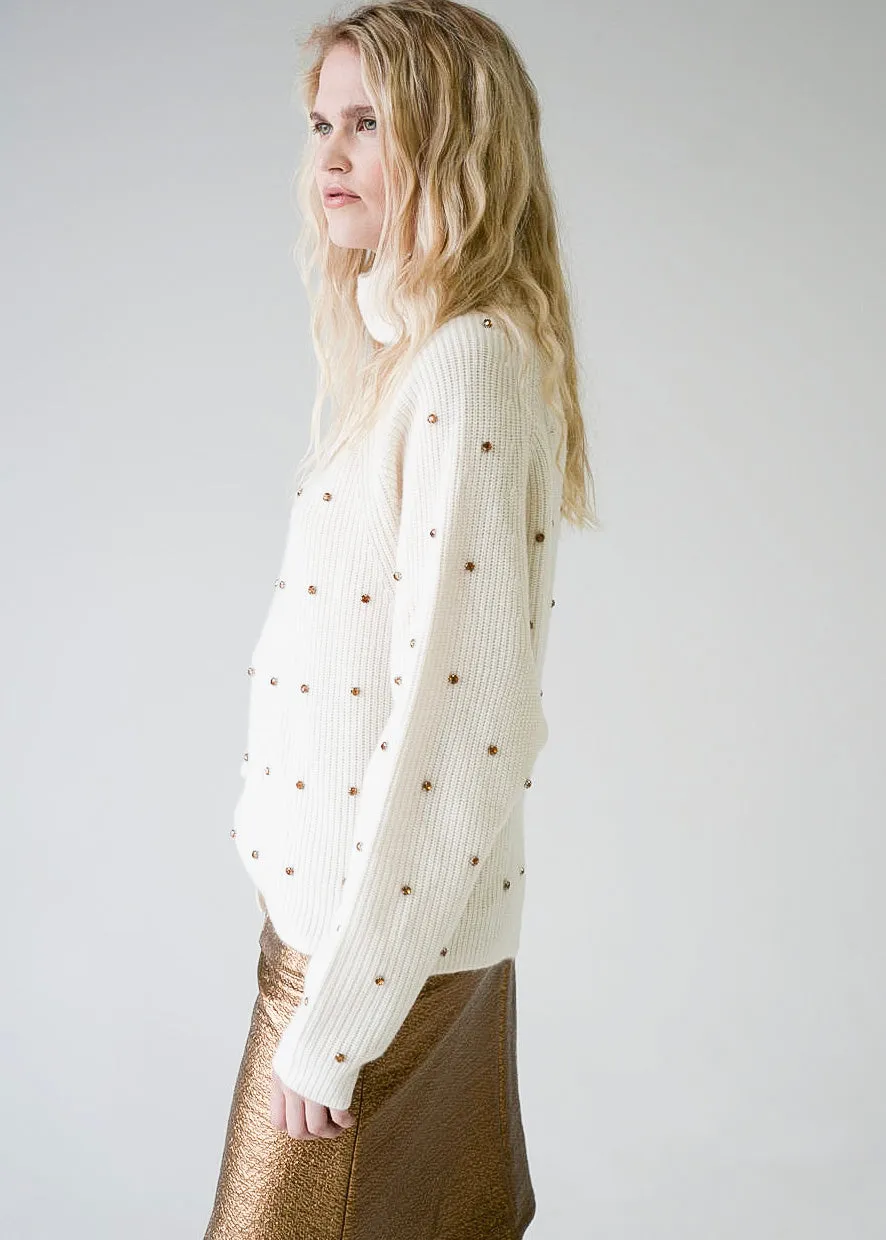 Seeing Stars Sweater - Ivory with Champagne Studs