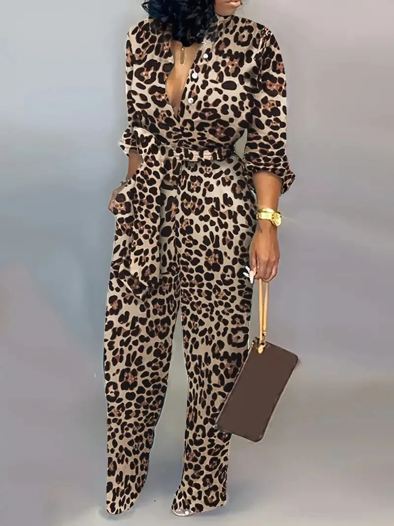 Sexy Black/Brown Multicolor Animal Print Jumpsuit