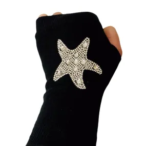 Short Knit Star Studded Hand Warmer Gloves