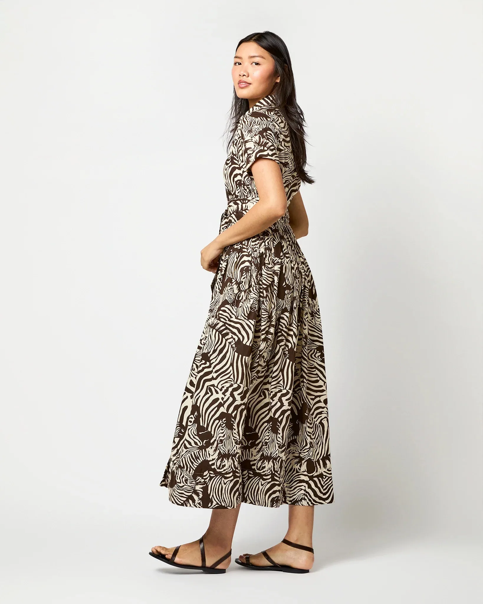 Short-Sleeved Classic Shirtwaist Maxi Dress