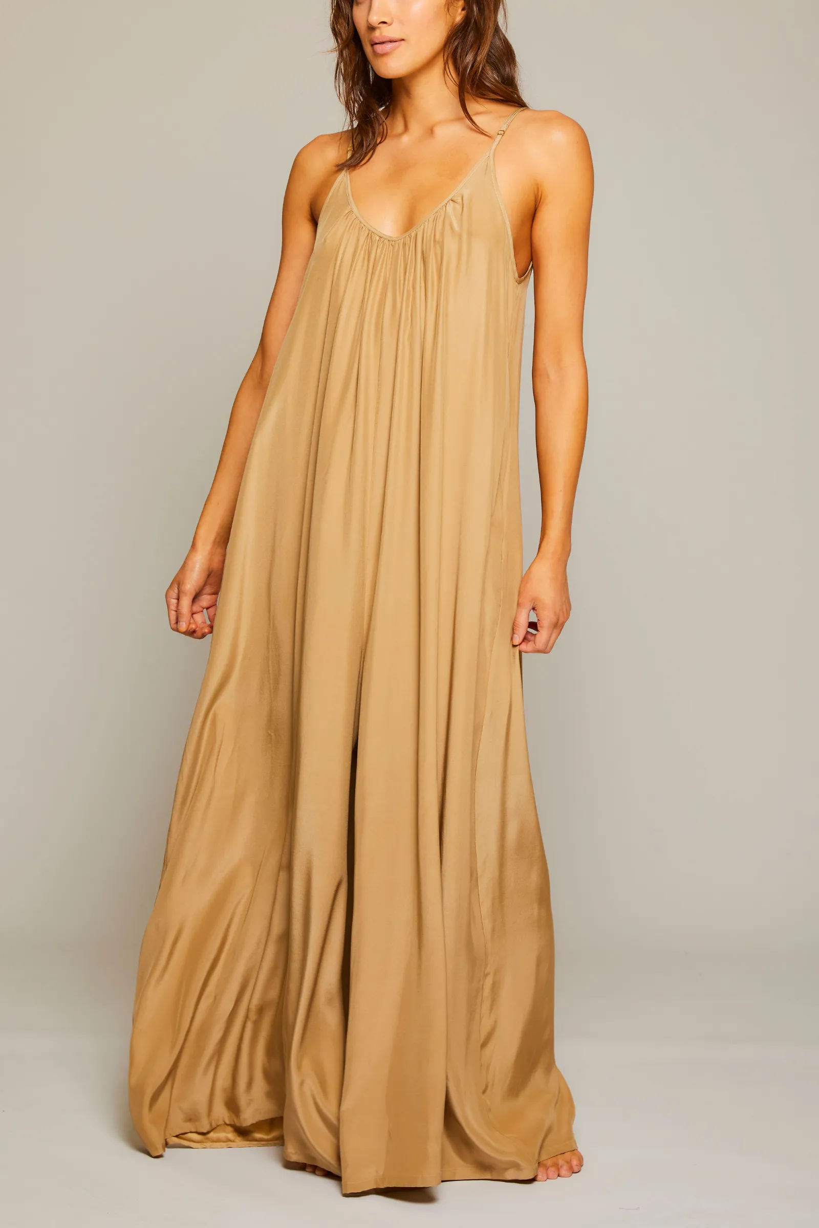 Silk Charmeuse Jumpsuit - Sand